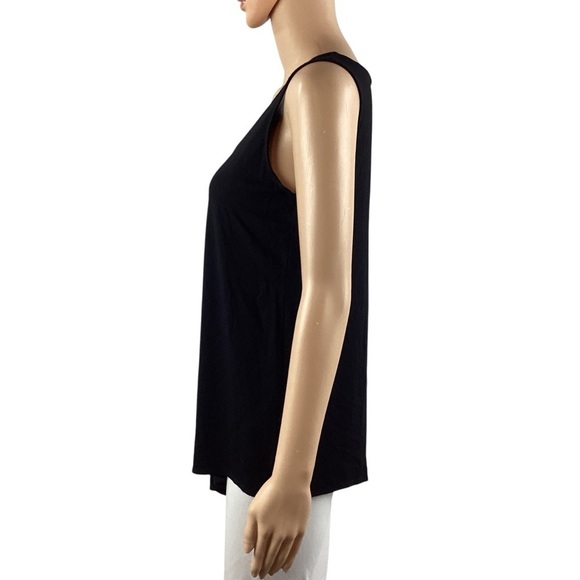 Eileen Fisher Asymmetric Hem Viscose Blend Tank Top Size S Black - Picture 4 of 7
